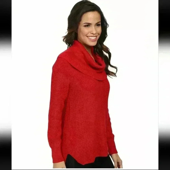 Michael Kors Cowl Neck Sweater Womens Red Cotton Blend Knit Size M Christmas - Picture 7 of 7